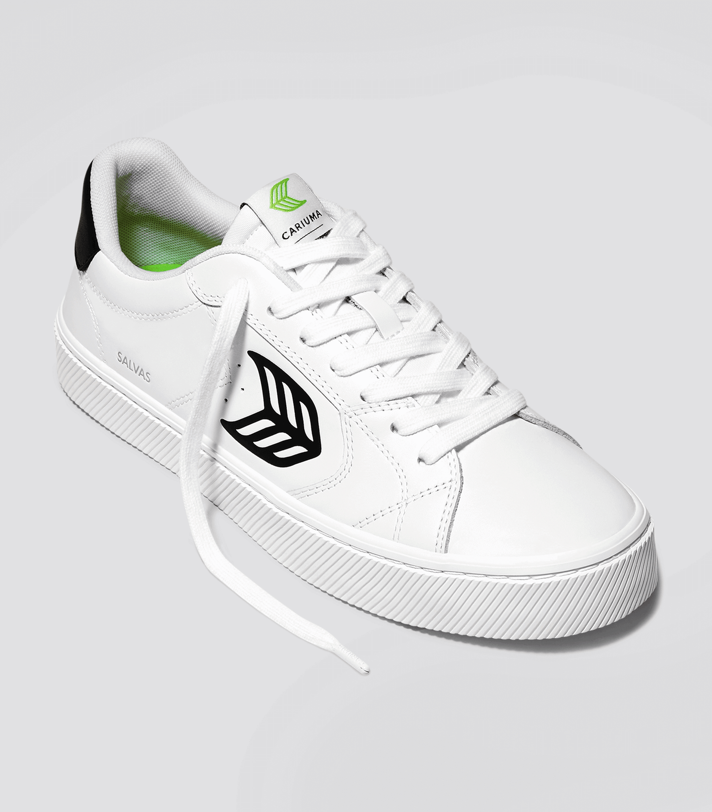 SALVAS White Leather Black Logo Sneaker