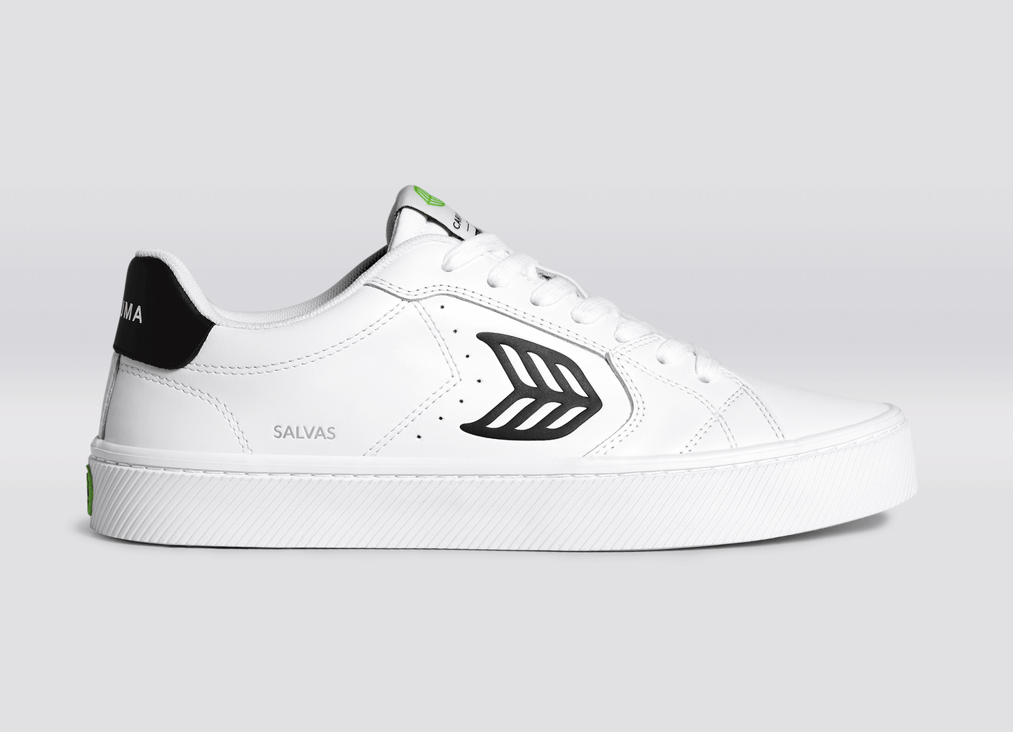 SALVAS White Leather Black Logo Sneaker