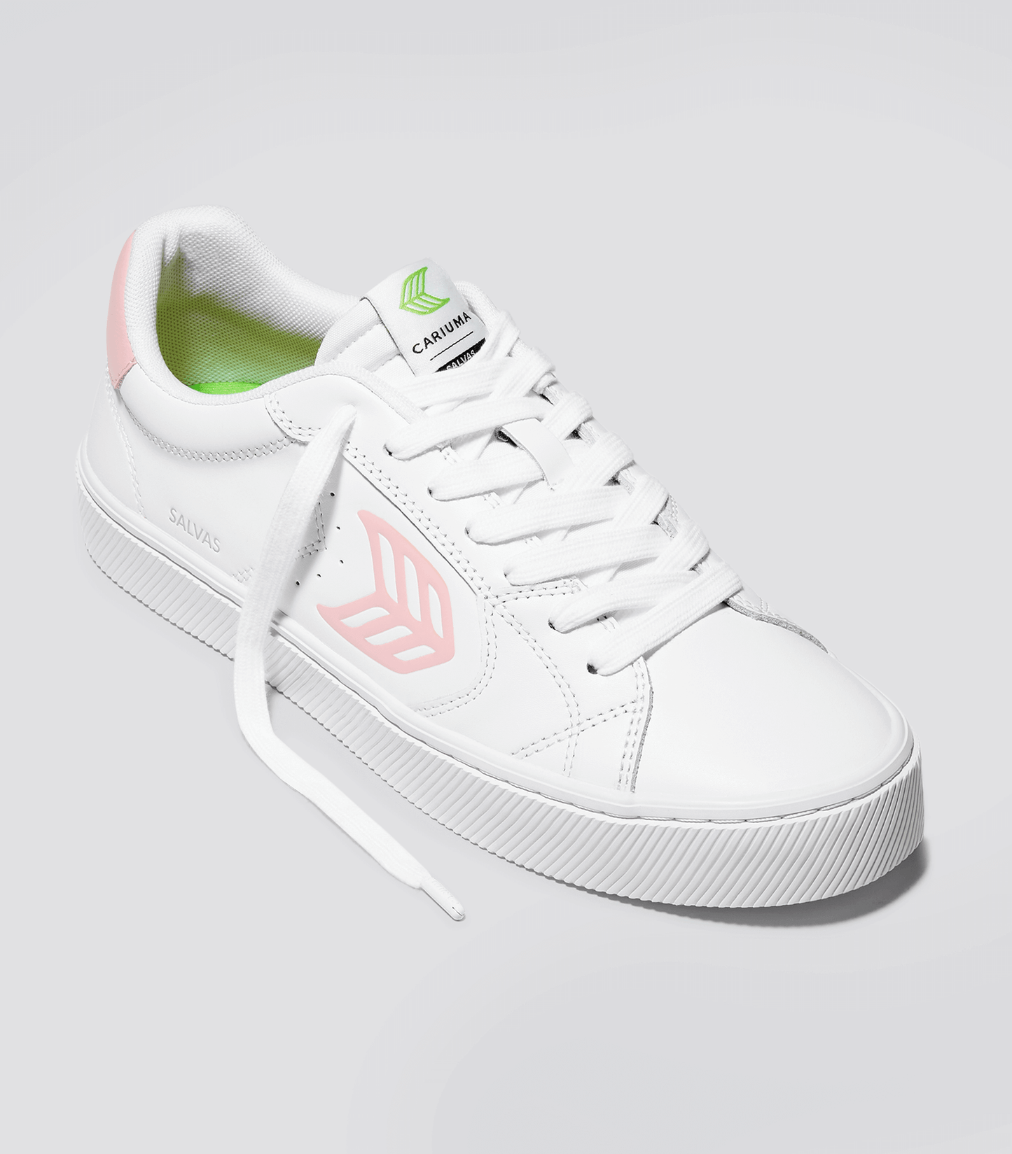 SALVAS White Leather Rose Logo Sneaker