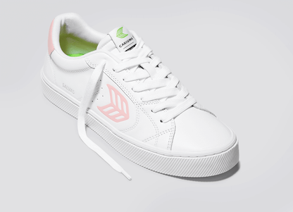 SALVAS White Leather Rose Logo Sneaker