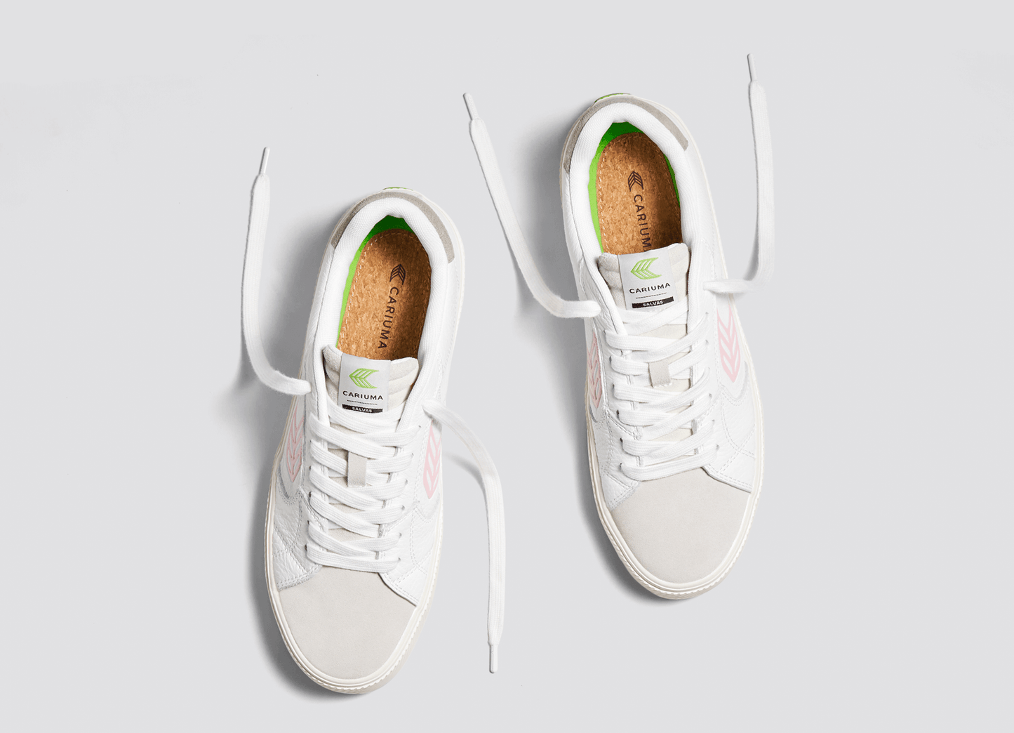 SALVAS White Premium Leather Vintage White Suede Rose Logo Sneaker