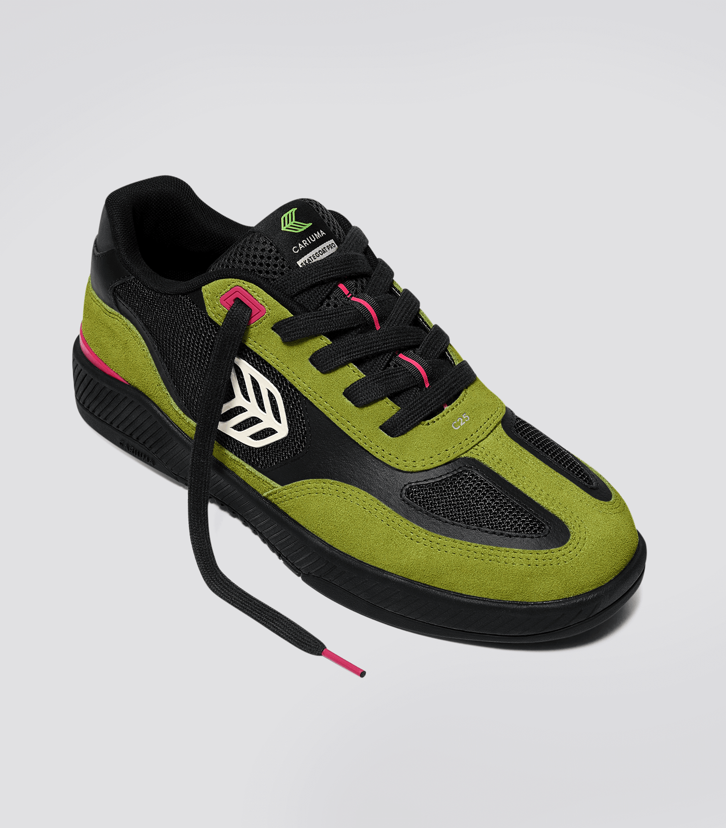 SKATEGOAT C25 PRO Lime Green Suede Black Mesh Ivory Logo Pink Sneaker