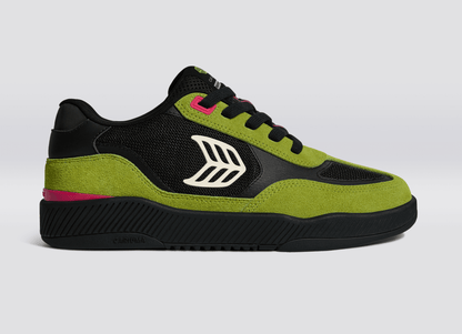 SKATEGOAT C25 PRO Lime Green Suede Black Mesh Ivory Logo Pink Sneaker