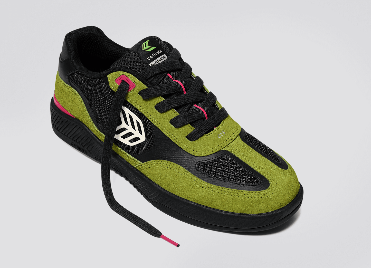 SKATEGOAT C25 PRO Lime Green Suede Black Mesh Ivory Logo Pink Sneaker