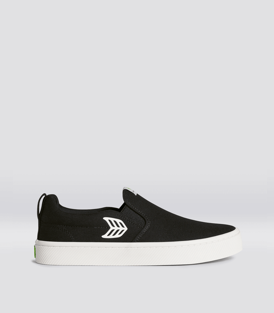 SLIP-ON Black Canvas Off-White Logo Sneaker