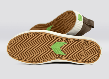 SLIP-ON PRO Dark Khaki Suede and Canvas Black Logo Snekaer Sneaker