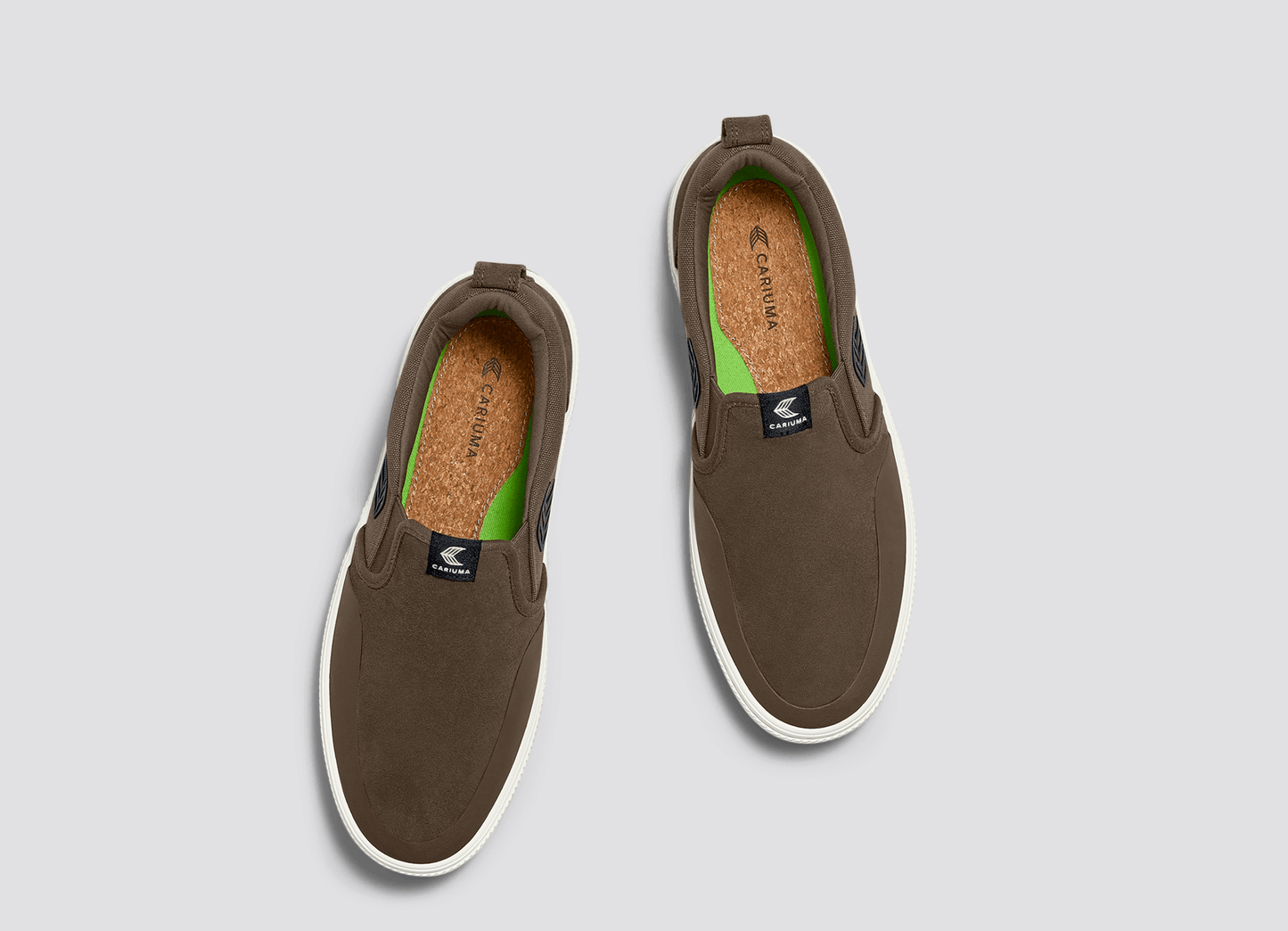 SLIP-ON PRO Dark Khaki Suede and Canvas Black Logo Snekaer Sneaker