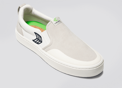 SLIP-ON PRO Off-White Canvas Vintage White Suede Black Logo Sneaker