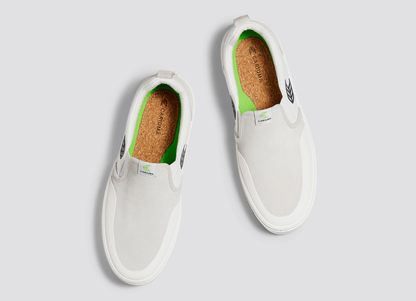 SLIP-ON PRO Off-White Canvas Vintage White Suede Black Logo Sneaker