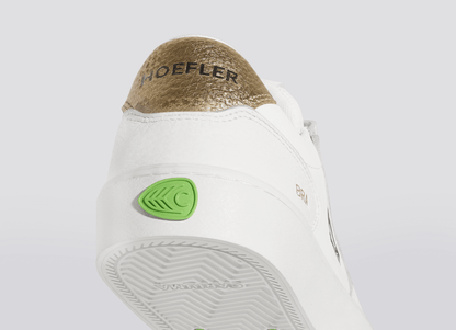 T20 PRO Hoefler 2024 White Premium Leather and Mesh Black Logo Gold Sneaker