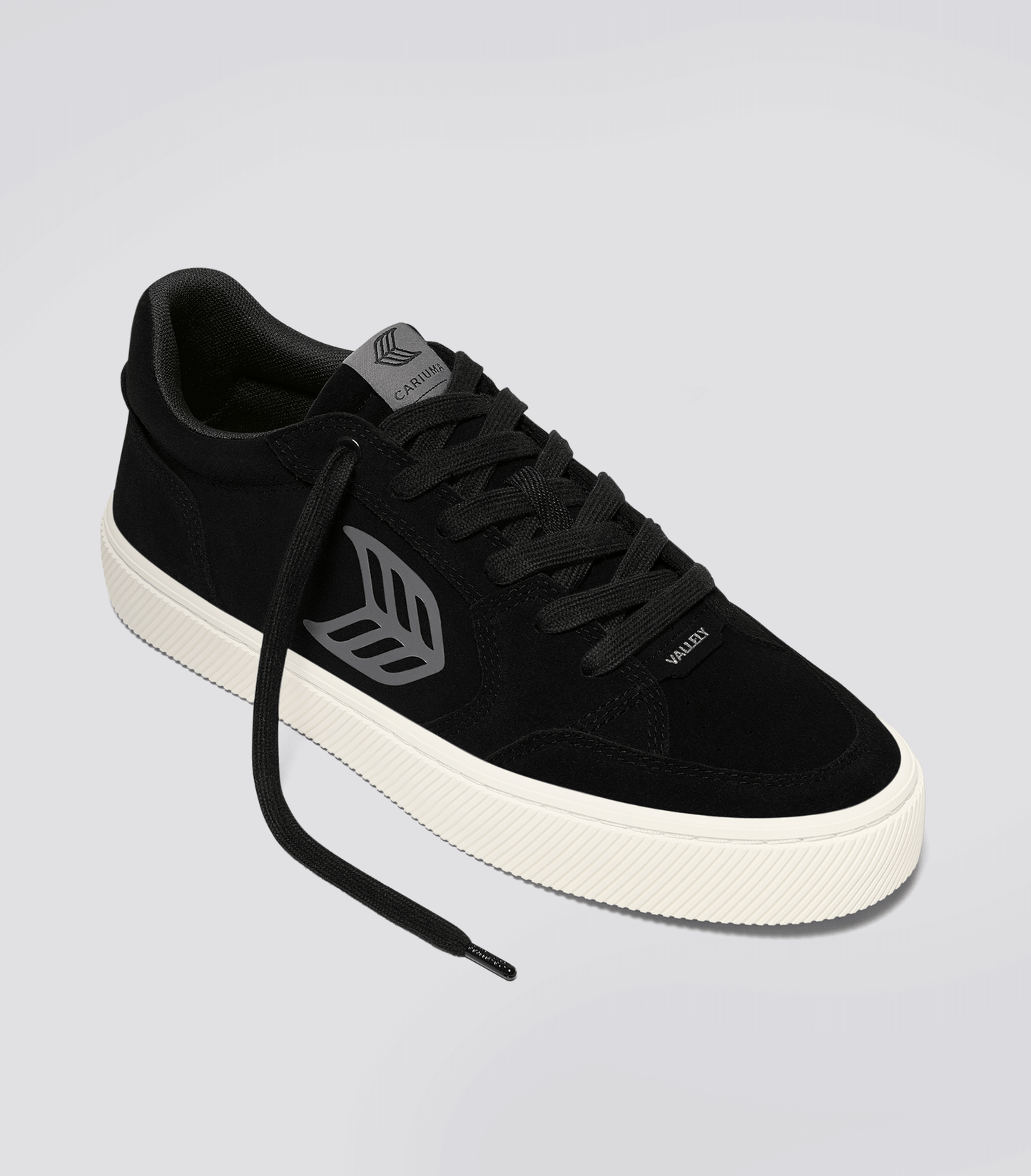 VALLELY Black Suede Steel Grey Logo Sneaker