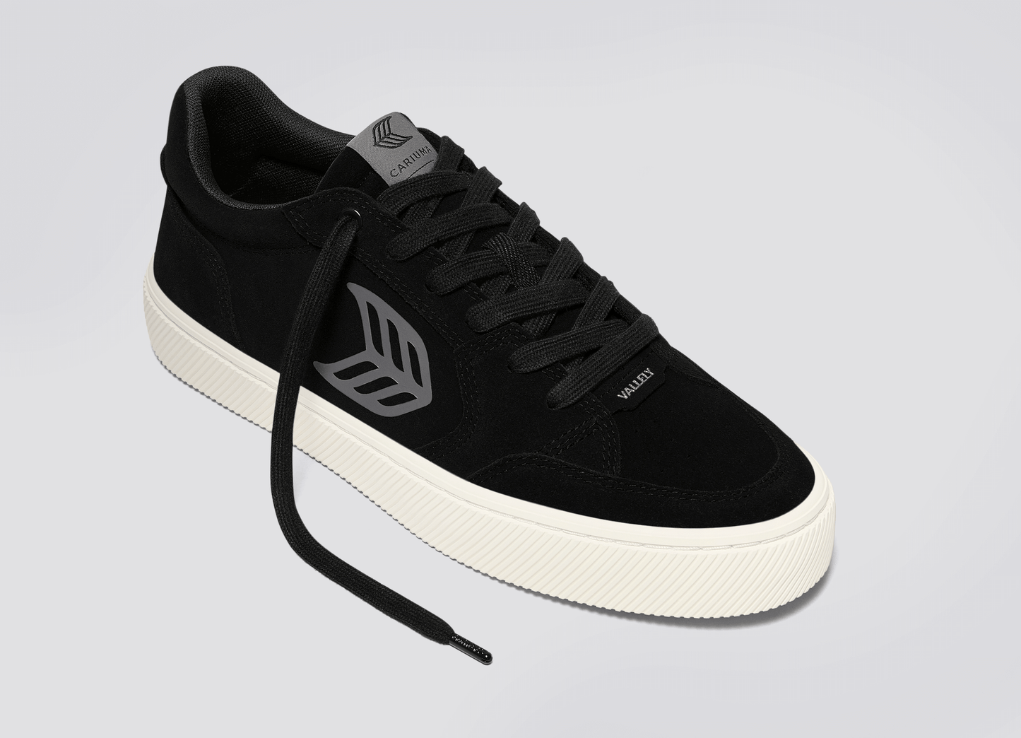 VALLELY Black Suede Steel Grey Logo Sneaker