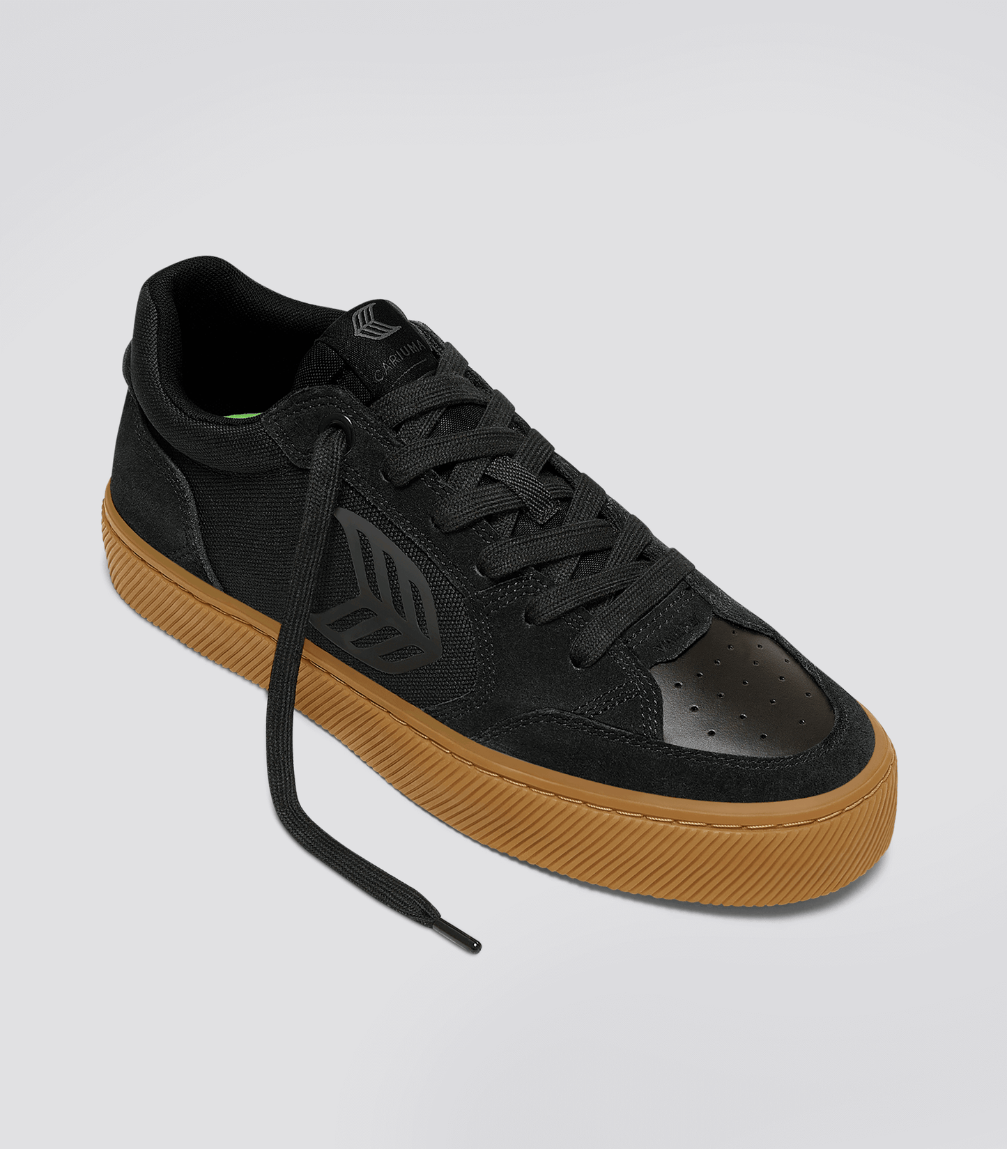 VALLELY PRO Gum Black Suede and Cordura Ash Grey Logo Sneaker