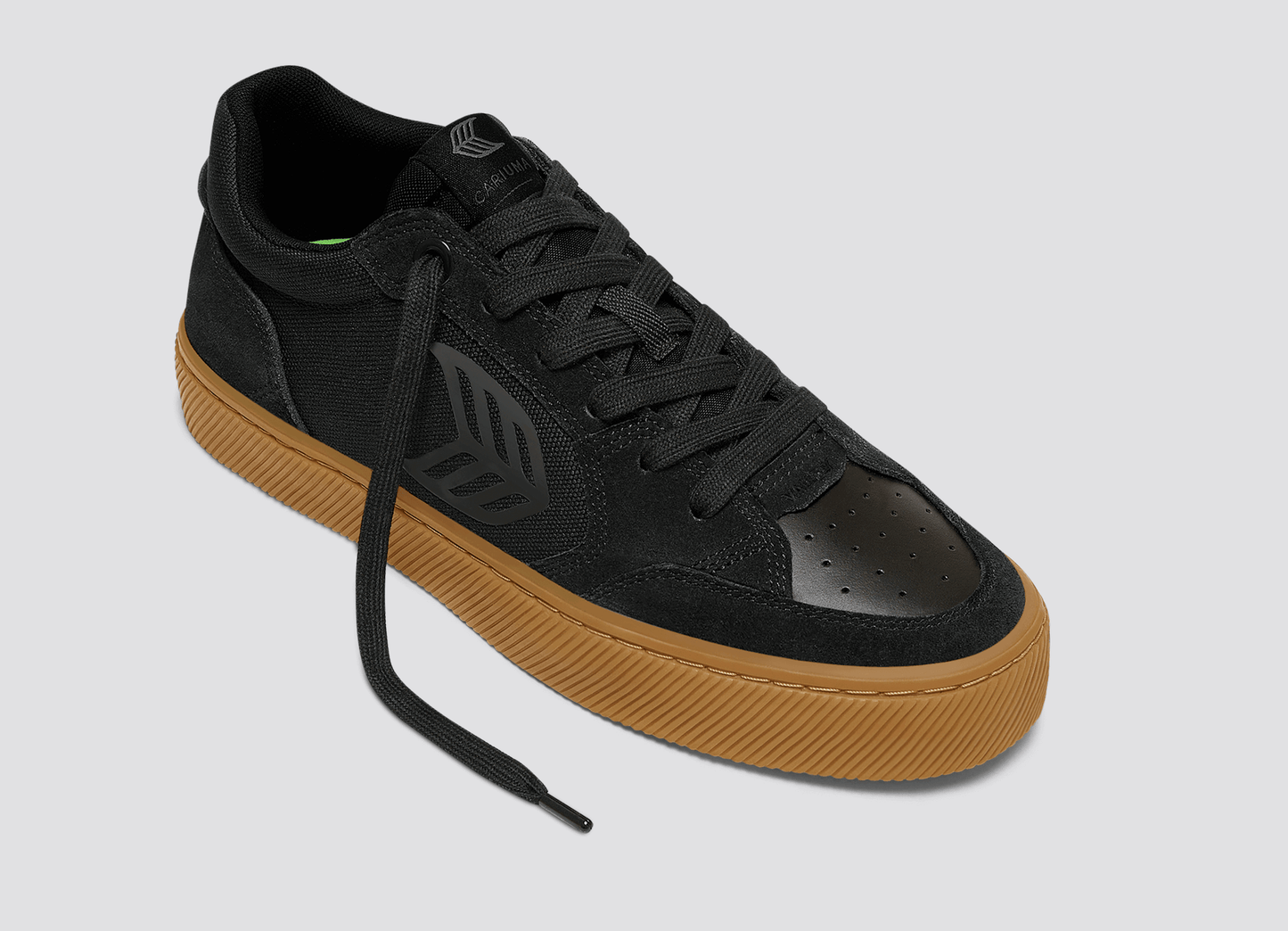 VALLELY PRO Gum Black Suede and Cordura Ash Grey Logo Sneaker