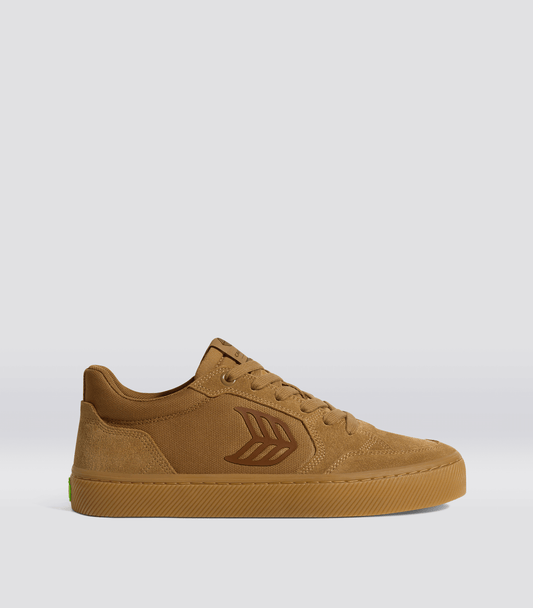 VALLELY PRO Gum Camel Suede and Cordura Dark Camel Logo Sneaker