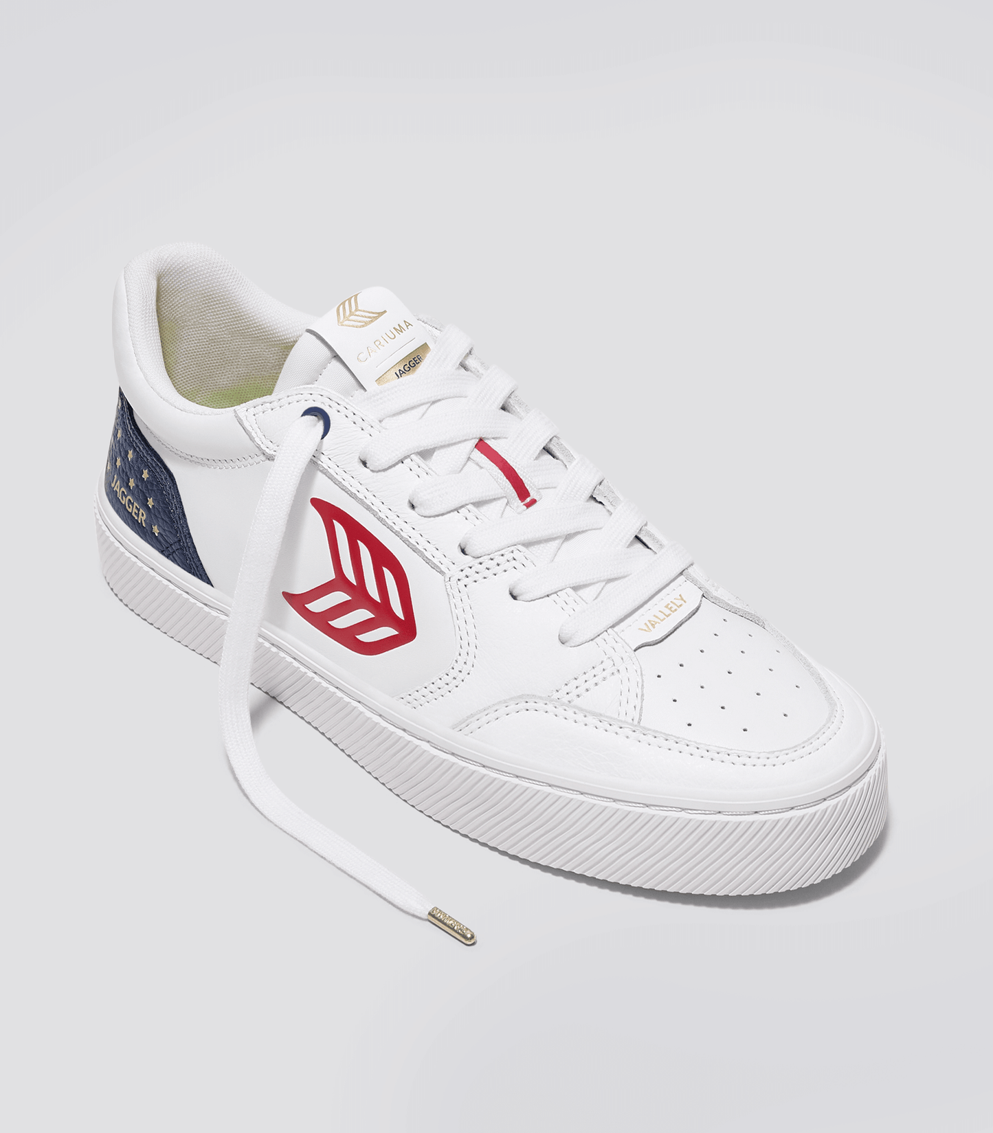 VALLELY PRO Jagger 2024 White Leather Blue Accents Red Logo Sneaker