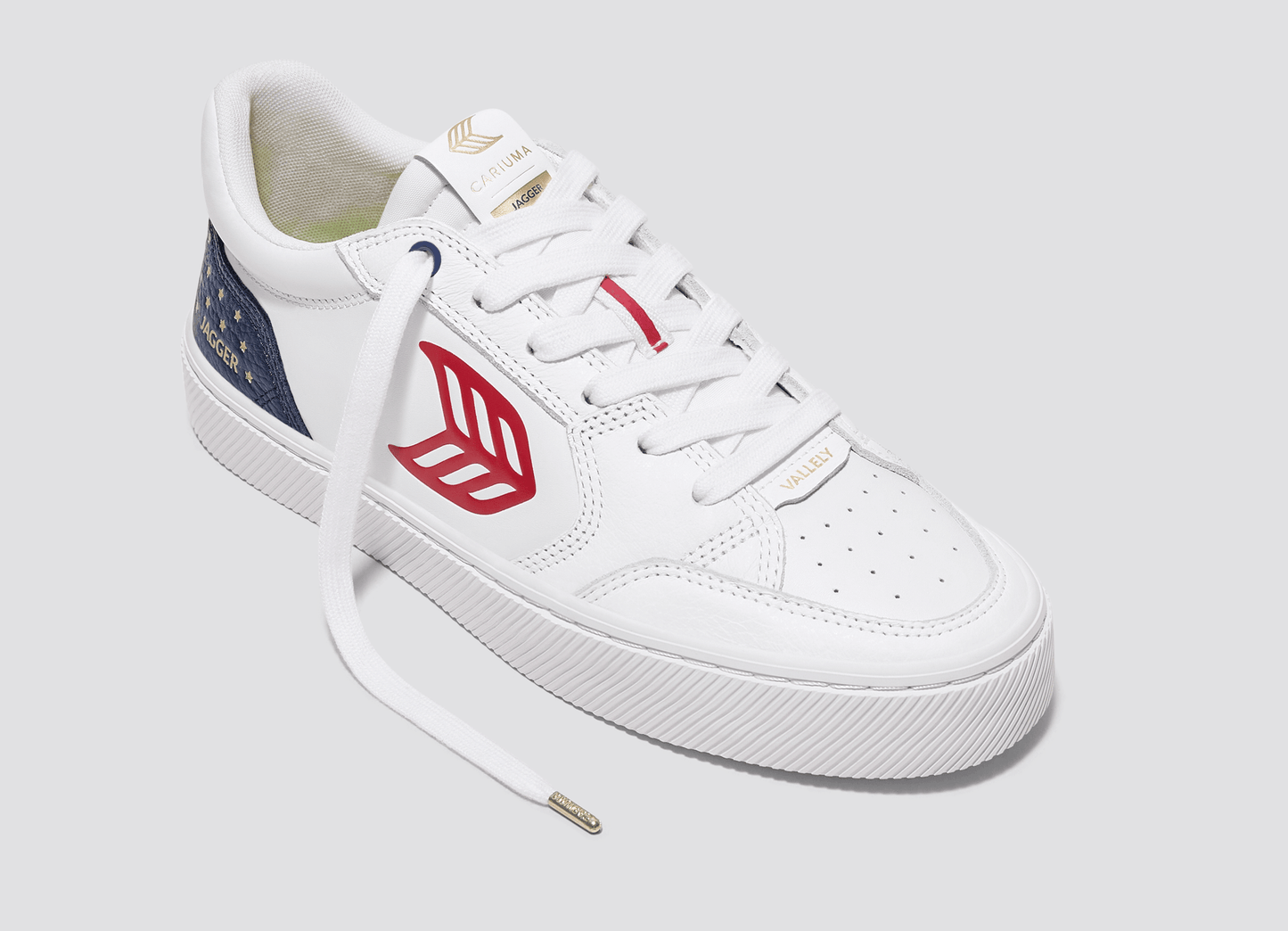 VALLELY PRO Jagger 2024 White Leather Blue Accents Red Logo Sneaker