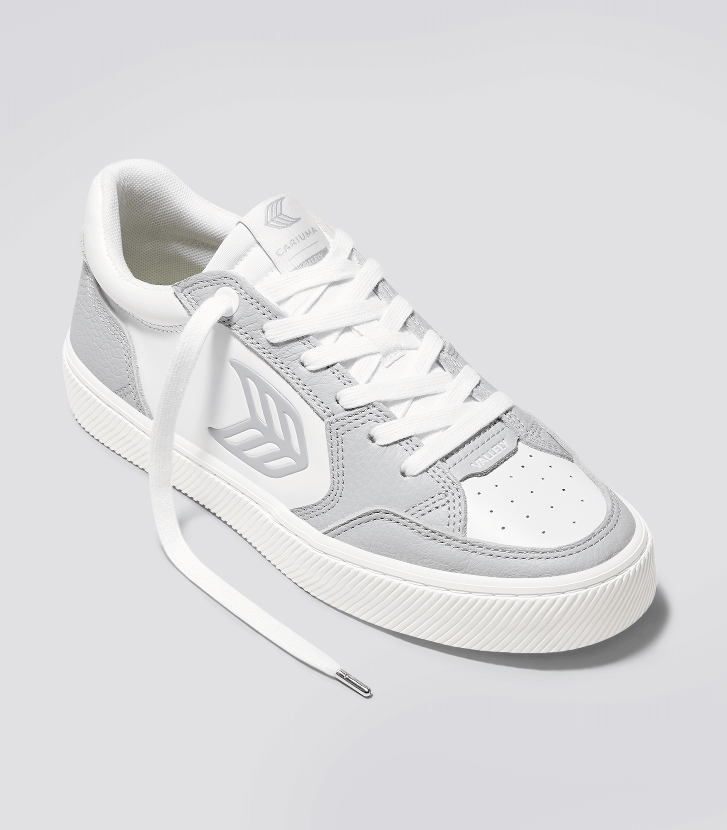 VALLELY White Leather Onyx Grey Accents Sneaker