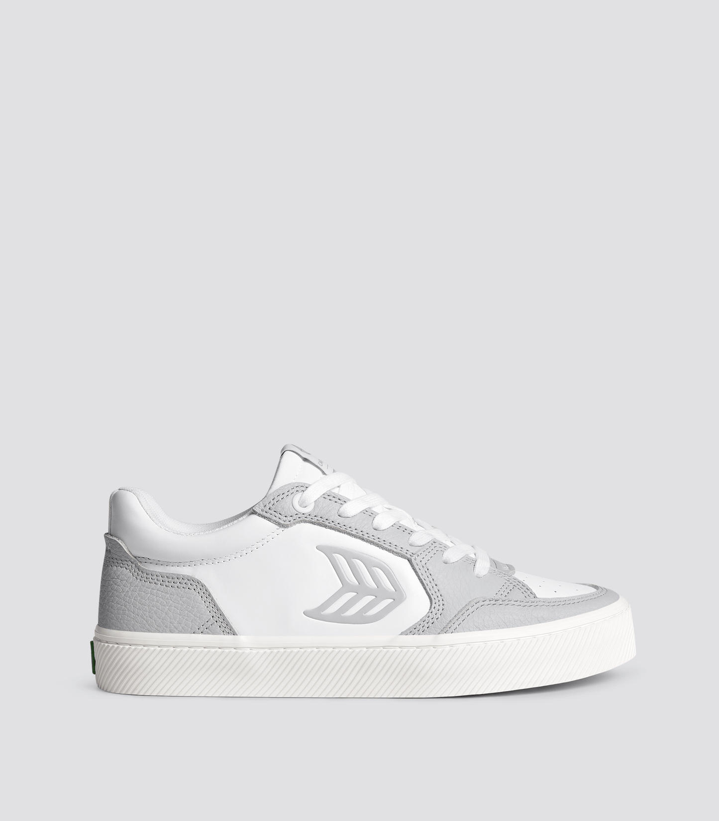 VALLELY White Leather Onyx Grey Accents Sneaker