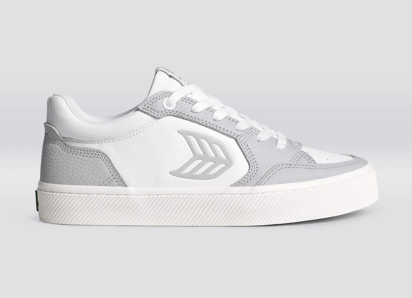 VALLELY White Leather Onyx Grey Accents Sneaker